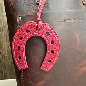Red Western Purse Charm Horseshoe Lucky Bag Charm Maroon Keychain Flair NEW